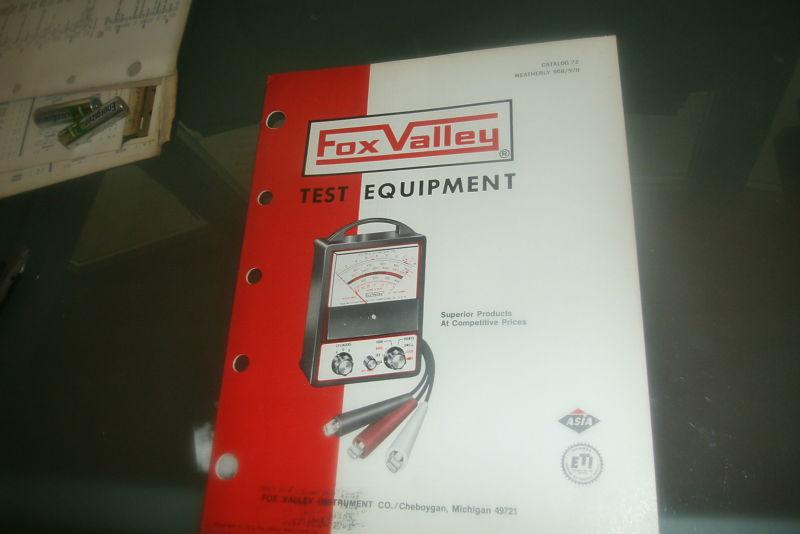 1972 fox valley test equipment automotive tools master parts catalog manual