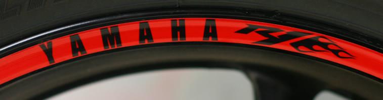 Reflective printed rim stripes wheel tape w/ yamaha r1   