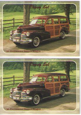 1948 chevy woody wagon baseball card sized cards - lot of 2 - must see !!