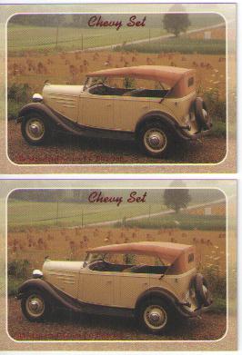 1935 chevy phaeton baseball card sized cards - lot of 2 - must see !!