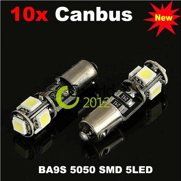 10x white ba9s 5 smd led 5050 car canbus error free wedge turn signal light bulb