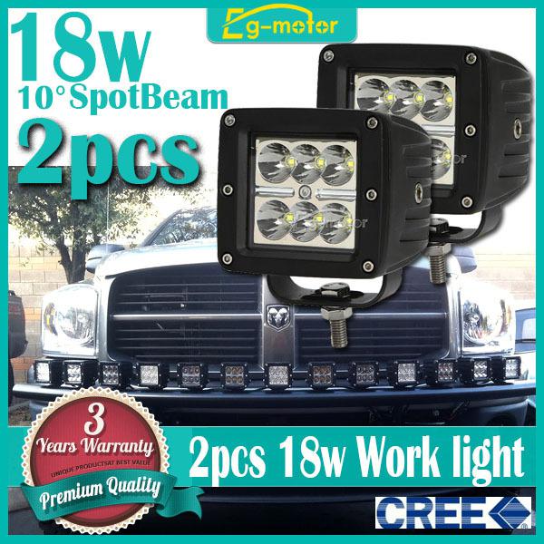 2x 18w 1800lm cree spot beam led work light lamp offroad car truck boat suv moto