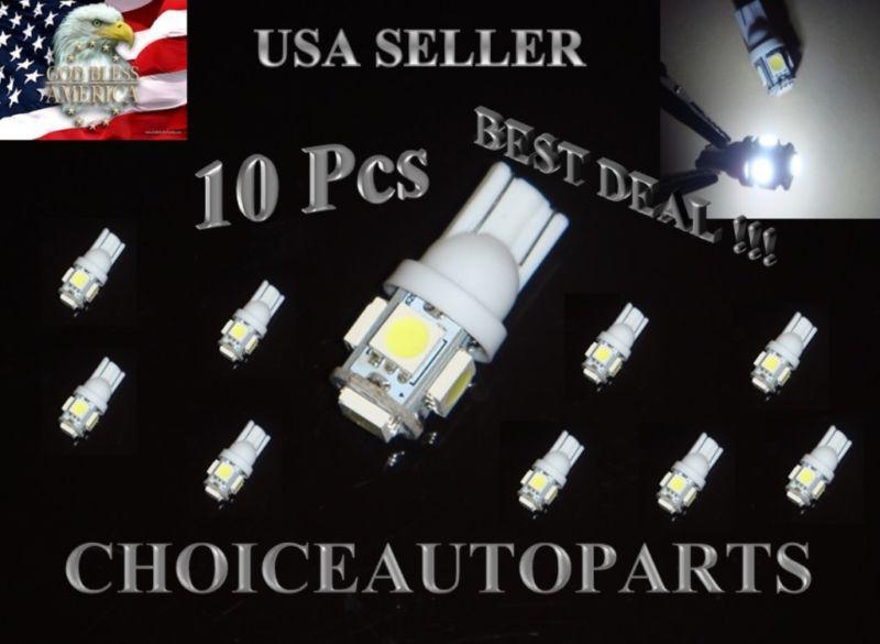 10x t10 w5w 5050 5smd w5w led xenon white  licence plate bulbs 168 192 194 2825