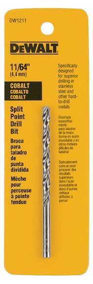 Dewalt tools dew dw1211 - drill bit, cobalt - split point; wood, metal or pla...