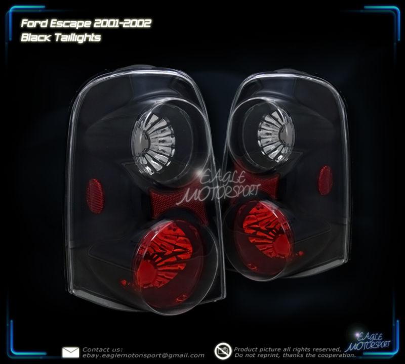 2001-2007 ford escape black blk tail lights driver passenger rear lamps assembly