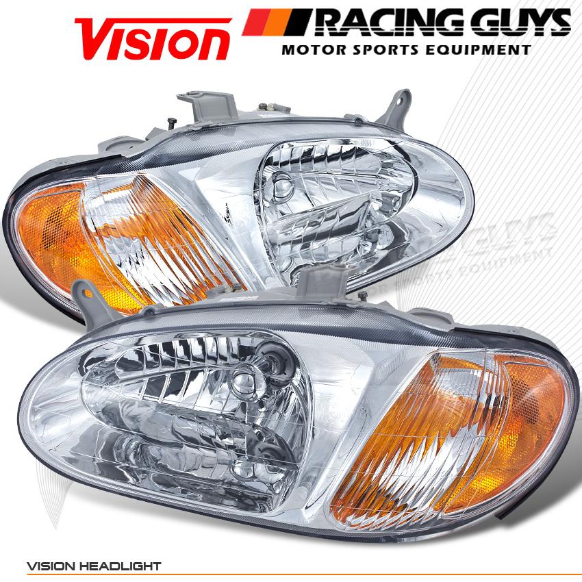 Vision head lights lamps pair driver+passenger euro chrome style replacement set