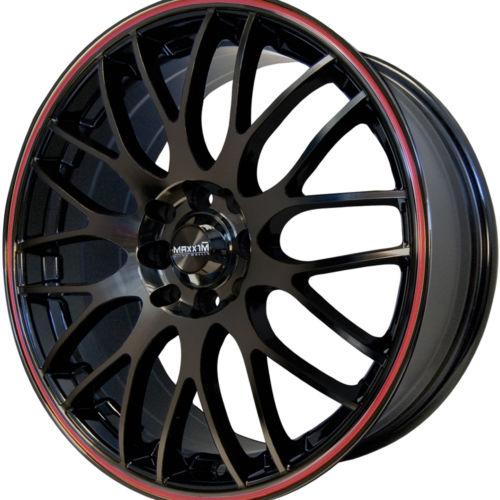 18x7.5 black red maxxim maze wheels 5x110 5x115 +45 chevrolet venture malibu hhr