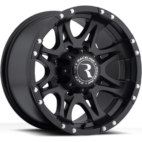 16x8 black raceline raptor (981) wheels 8x6.5 +0 dodge ram 2500