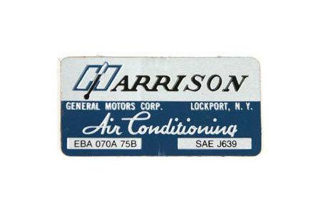 Corvette harrison air conditioning heat exchanger decal, 1975