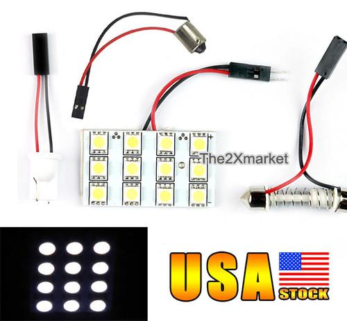 New 12smd 5050 car led light panel t10 w5w 168 adapter festoon fad interior bulb