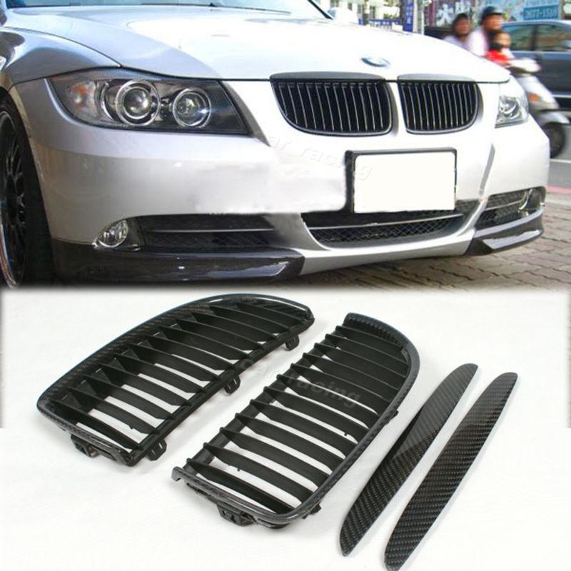  kidney front car grille mesh carbon fiber fit bmw e90 3series 2005-2008