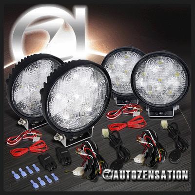 4pc round 4.5" 18w white 6-led bumper floodwork fog lights suv truck jeep