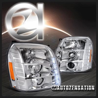 07-12 gmc yukon xl/ yukon denali chrome led drl projector headlights