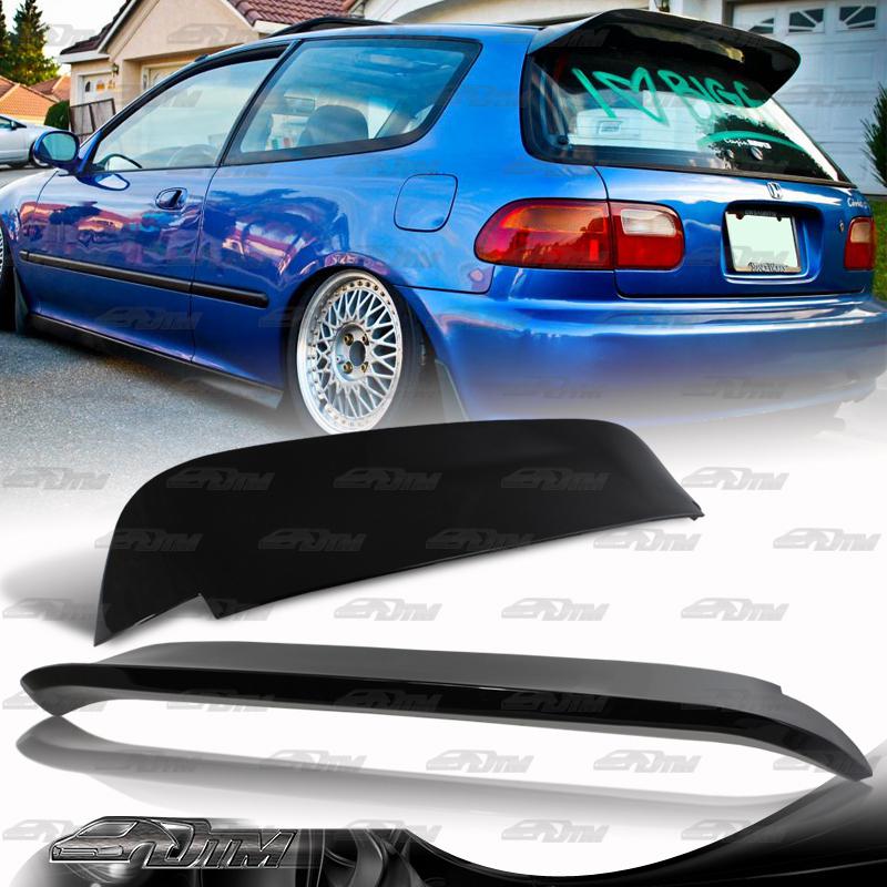 1992-1995 honda civic hatchback painted black fiberglass spoon rear roof spoiler