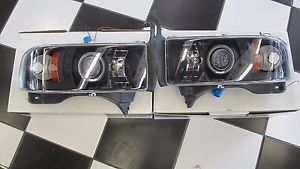 *like new* aftermarket 1994 dodge ram 1500 sonar led halo headlight *pair* 94-01