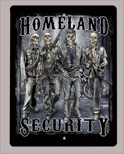 &#034;biker, homeland security, second amendment metal sign- 9&#034;x12&#034; - free shipping