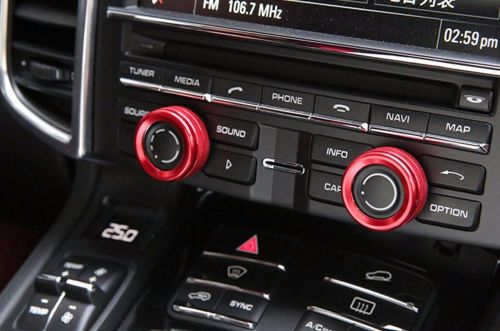 2pcs red volumn control switch knob ring trim for cayenne macan panamera