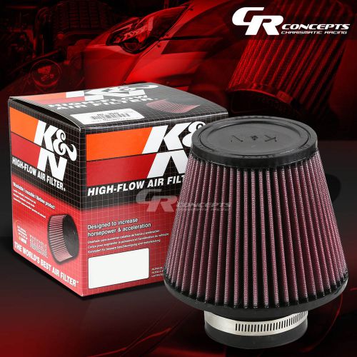 K&amp;n kn round tapered 3&#034;rubber flange air intake filter+clamp 5&#034;height ru-3580