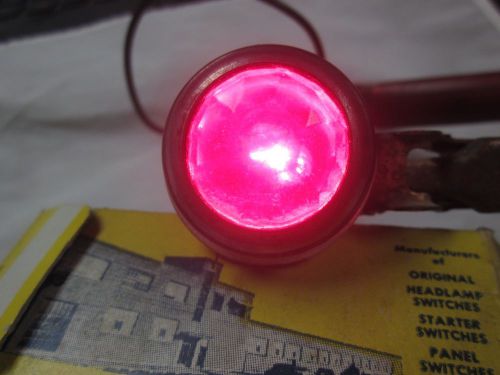 Vintage dash panel instrument gauge pilot light red glass rat rod hot rod scta