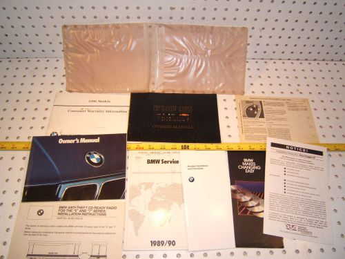 Bmw 1989 e34 525i/525i owner&#039;s manual 1 set of 9 booklet / paper &amp; clear 1 pouch