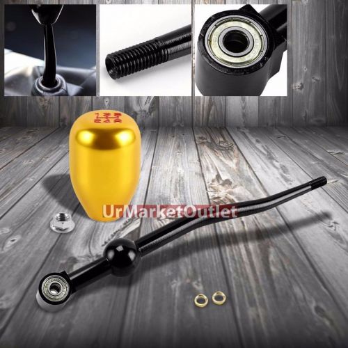 Gold shift knob + black dual bend shifter for honda/acura 88-01 civic/integra