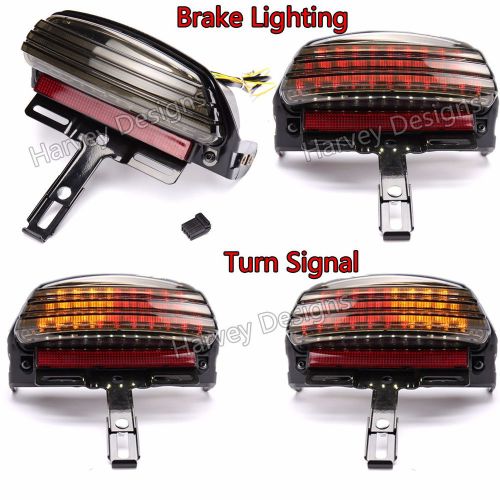 Tri-bar fender led tail light with turn signal bracket for harley softail smoke