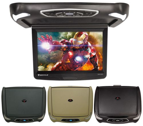 Rockville rvd15bgb black/grey/tan 15&#034; flip down car monitor w dvd/hdmi/games/usb