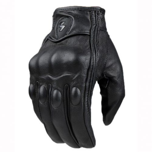 Cruiser street motorcycle leather gloves stealth armour short smart black - l