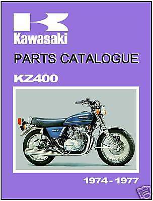 Kawasaki parts manual kz400 1974 1975 and 1976 replacement spares catalog list