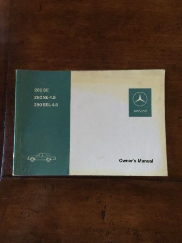 Original mercedes benz 280 se, 280 se 4.5, 280 sel 4.5 owners manual