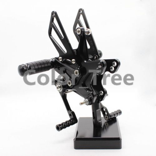 Black cnc adjustable rearset footpegs mount set for kawasaki zx10r 2011-2016