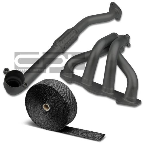 Fits 95-99 2g eclipse/talon/avenger 2.0 nt stainless black header+heat wrap