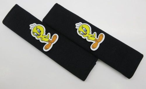 1 pair x car comfortable seat belt shoulder pads cover / tweety bird i black