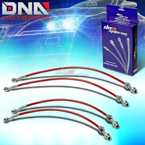 98-02 mazda 626 gf fs/kl red stainless steel braided hose brake line/cables