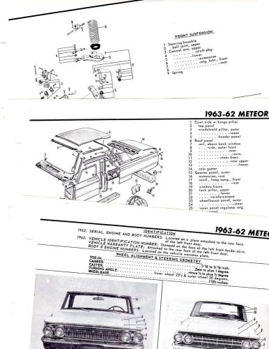 1962 1963 mercury meteor 62 63 motor&#039;s original body parts list illustrations m2