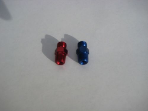 Nos/edelbrock/ 3an x 1/8&#034;npt blue/red nitrous plate flare jet fittings-new-lqqk!