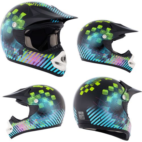 Mx helmet ckx tx-218 nightlife black/blue/green 2xlarge motocross off road
