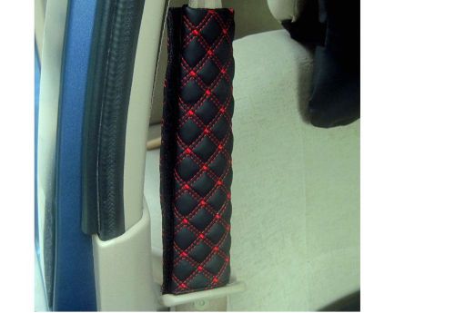 Black red thread leather car seat belt shoulder pads cover, durable new