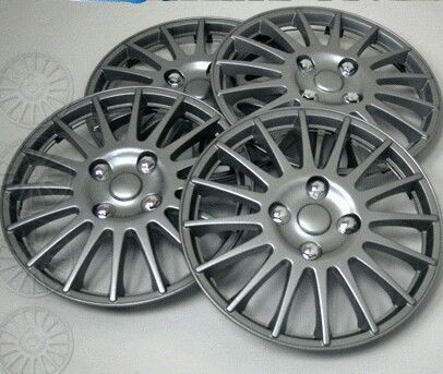 Wheel cover replacement hubcaps 15&#034; inch metallic silver hub cap 4pcs set #611