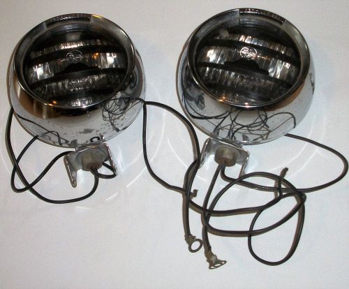 Vtg perlux per-lux 36a louvered fog lights headlights rare chrome oop automobile