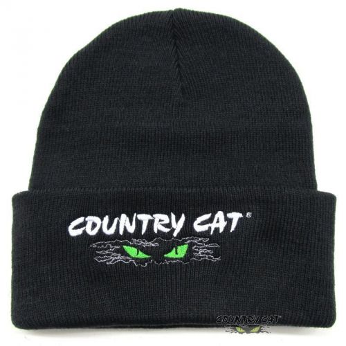 Country cat eyes logo black stocking hat cap watchman 100% acrylic - adult size