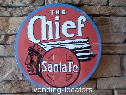 Chief santa fe train tin station box car locomotive engine gasoline oil signs
