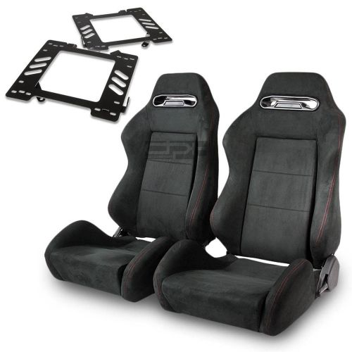 Type-r racing seat full black suede+silder/rail+for 99-04 mustang bracket x2