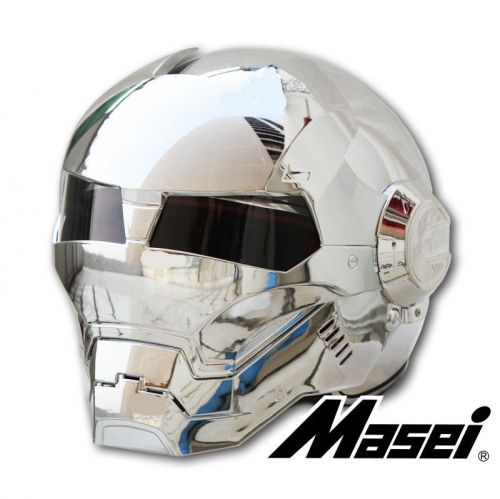 Masei 610 silver chrome atomic-man motorcycle open face darth vader helmet 02