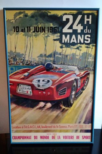 1961 original 24 heures du mans agaci 24 hours of le mans racing poster
