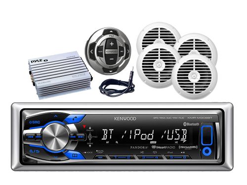 Kenwood bluetooth boat pandora mp3 radio,antenna,wired remote,4 speakers+ amp