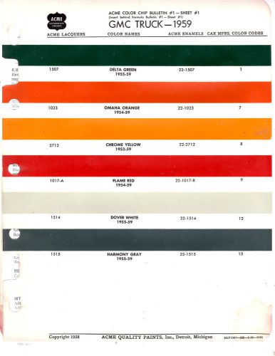 1954 1955 1956 1957 1958 1959 1960 1961 to 1963 gmc trucks paint chips 59 acme 2