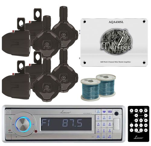 1600w marine amplifier,lanzar bluetooth silver usb cd radio, 6.5&#034; speakers&amp;wires