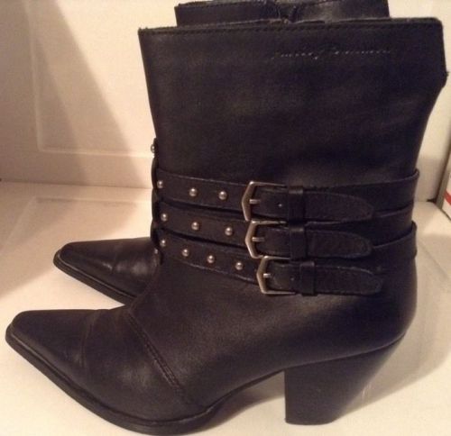 Harley davidson womens bette black leather mid calf boots sz 5.5