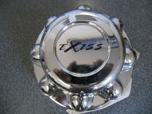 Exiss set of four 8 lug 8 3/8&#034; w/ 7/8&#034; lugnut trailer center cap chrome